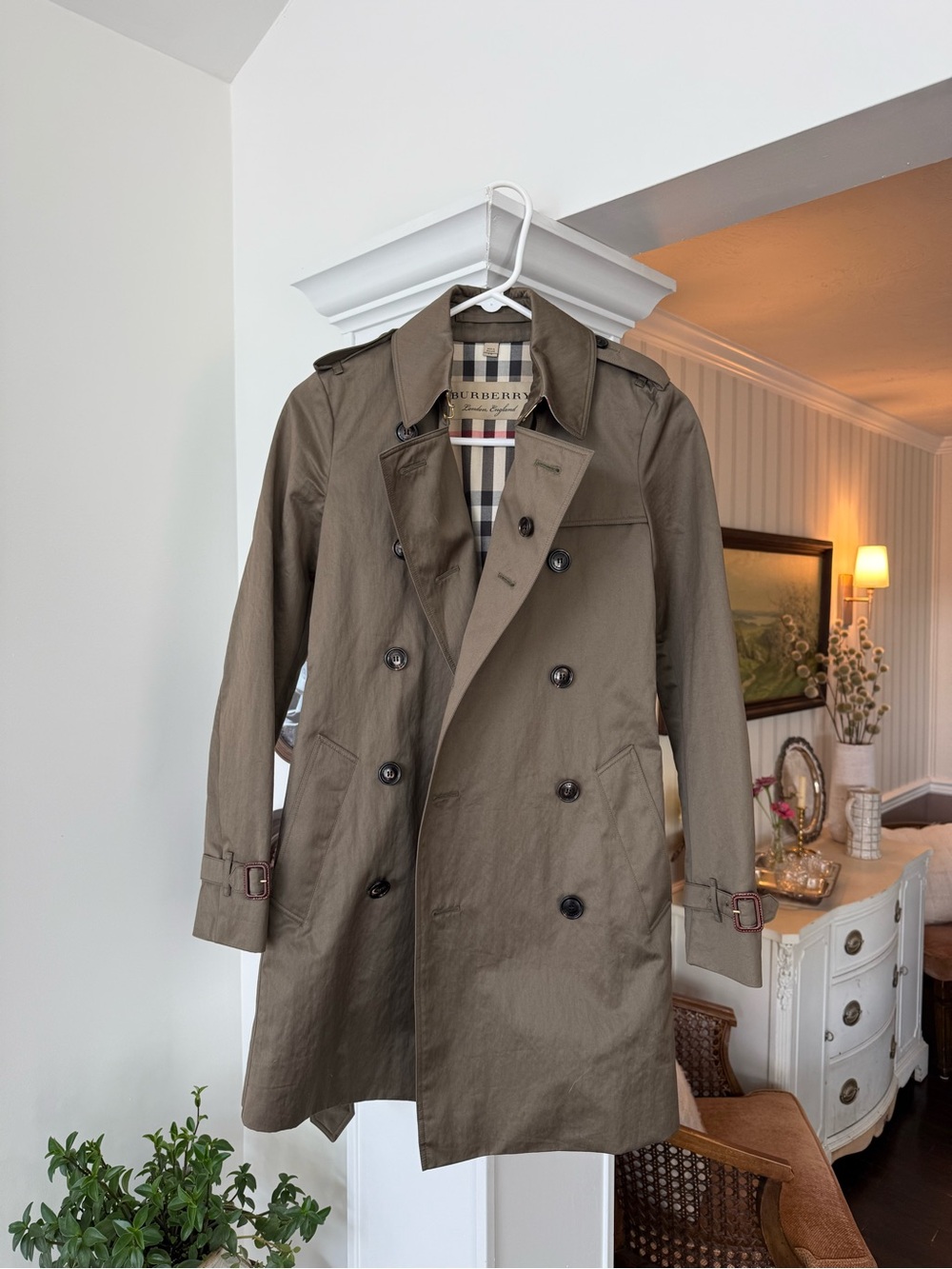 Dark Green Burberry Trench Coat